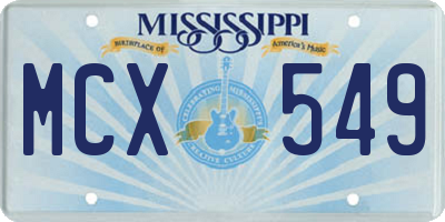 MS license plate MCX549