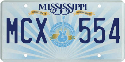 MS license plate MCX554