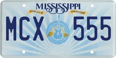 MS license plate MCX555