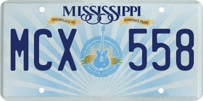MS license plate MCX558