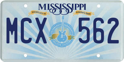 MS license plate MCX562