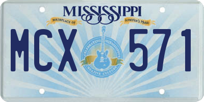MS license plate MCX571