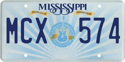 MS license plate MCX574
