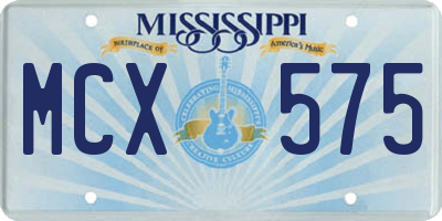 MS license plate MCX575