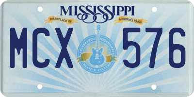 MS license plate MCX576