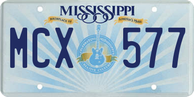 MS license plate MCX577