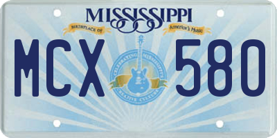 MS license plate MCX580