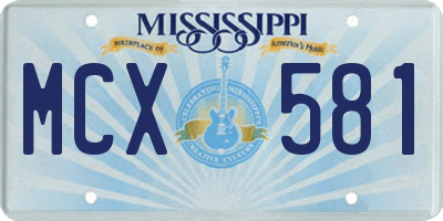 MS license plate MCX581