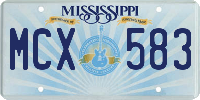 MS license plate MCX583