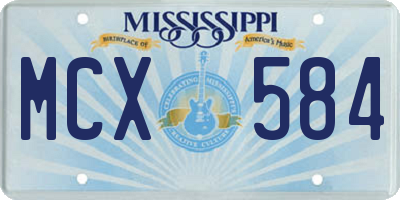 MS license plate MCX584