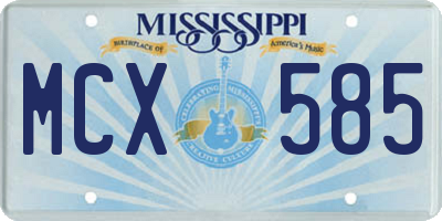 MS license plate MCX585