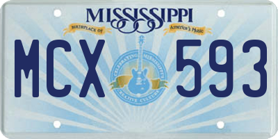 MS license plate MCX593