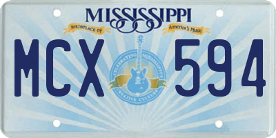 MS license plate MCX594