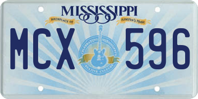 MS license plate MCX596