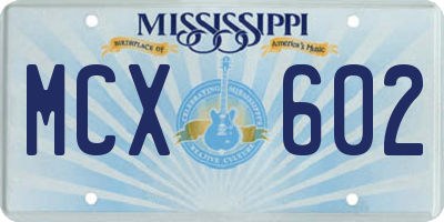 MS license plate MCX602