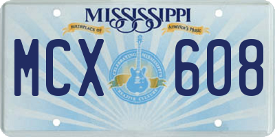 MS license plate MCX608