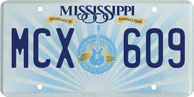 MS license plate MCX609