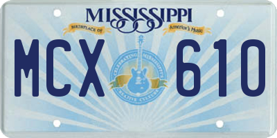 MS license plate MCX610