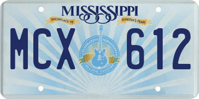 MS license plate MCX612