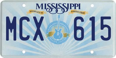 MS license plate MCX615