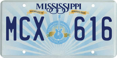 MS license plate MCX616