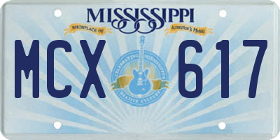 MS license plate MCX617