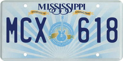 MS license plate MCX618