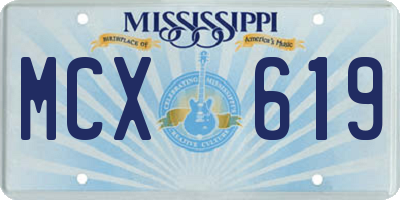 MS license plate MCX619