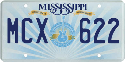 MS license plate MCX622