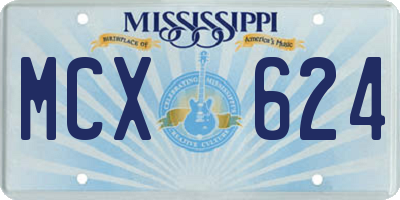 MS license plate MCX624
