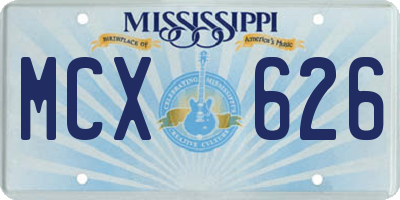MS license plate MCX626