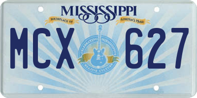MS license plate MCX627