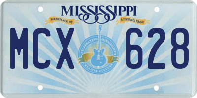 MS license plate MCX628