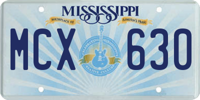 MS license plate MCX630