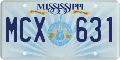 MS license plate MCX631