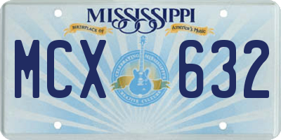 MS license plate MCX632