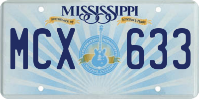 MS license plate MCX633