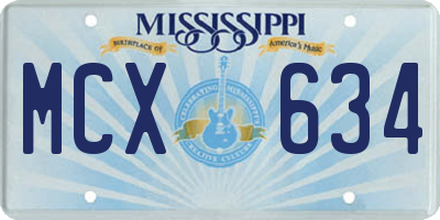 MS license plate MCX634