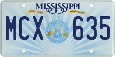 MS license plate MCX635