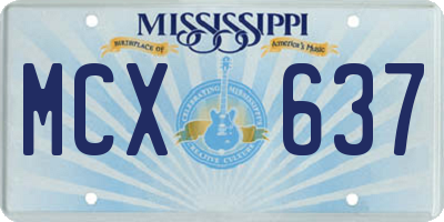 MS license plate MCX637