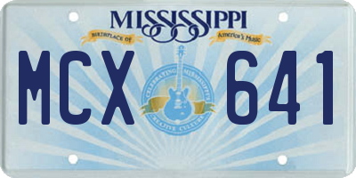 MS license plate MCX641