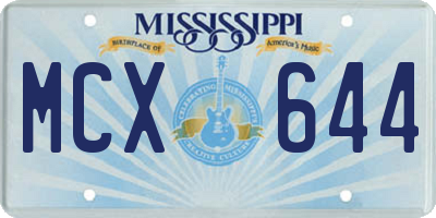 MS license plate MCX644