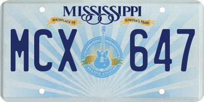MS license plate MCX647