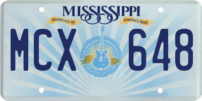 MS license plate MCX648
