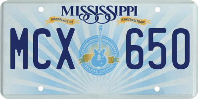MS license plate MCX650