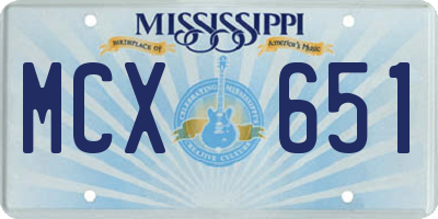 MS license plate MCX651