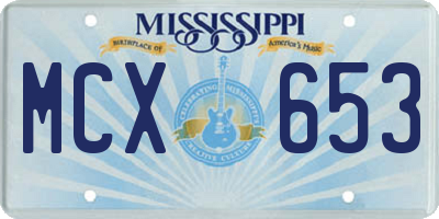 MS license plate MCX653
