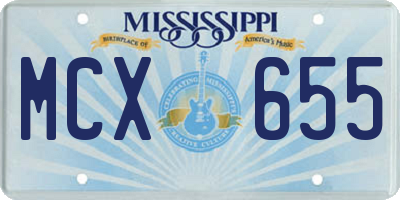 MS license plate MCX655