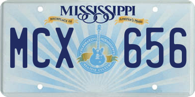 MS license plate MCX656