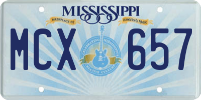 MS license plate MCX657